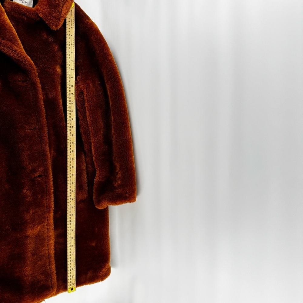 MANGO Faux fur teddy coat - cognac brown size L - Picture 9 of 9